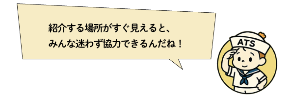 紹介する場所がすぐ見えると、みんな迷わず協力できるんだね！