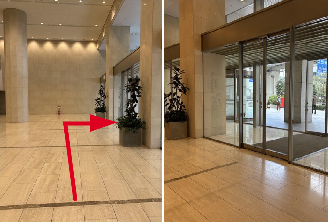 ⑫突き当たり右側の自動ドアから外に出てください。<br><br> ⑫突き当たり右側の自動ドアから外に出てください。<br><br>